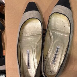 Manolo Blahnik Black and Cream Loafers
